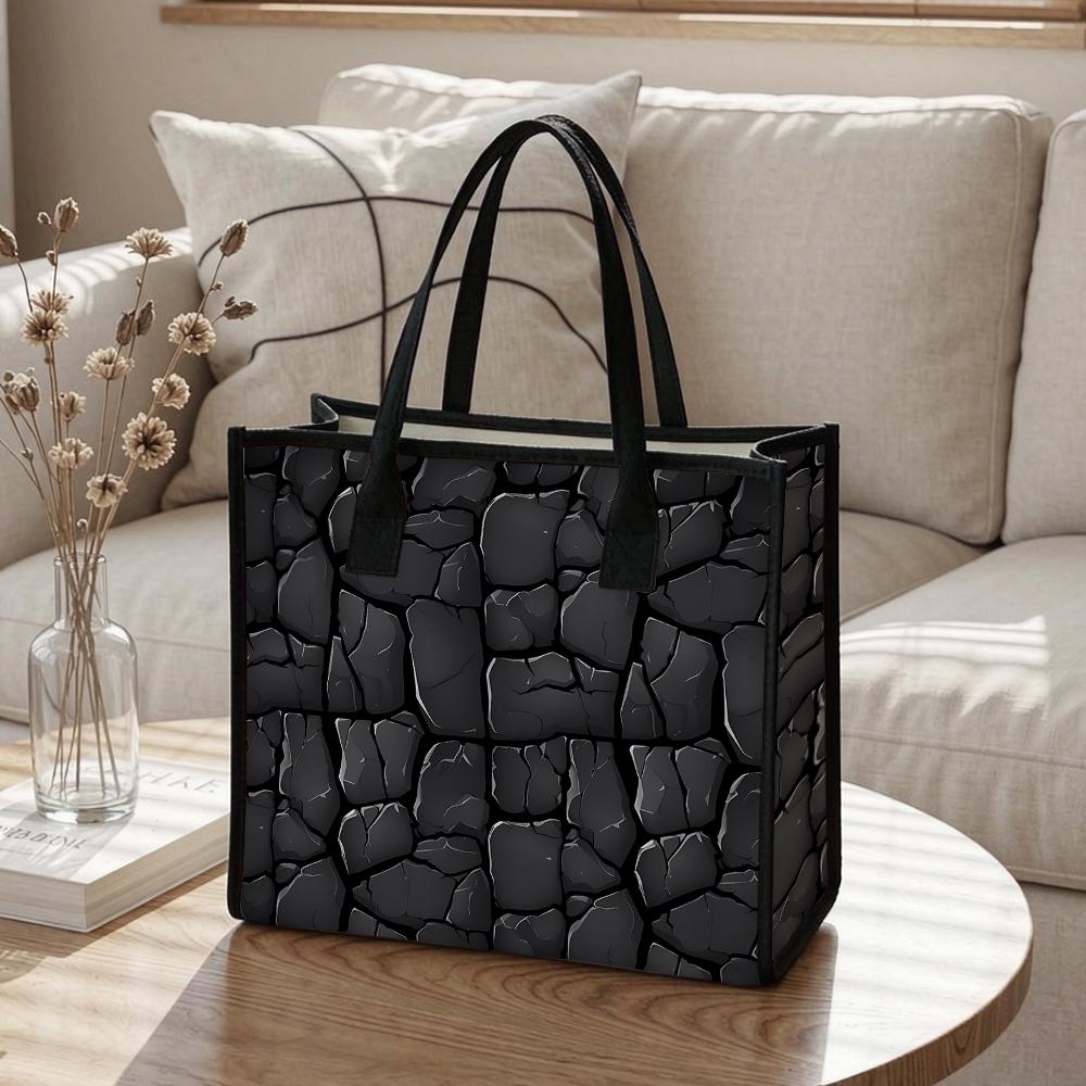 Cracked Pattern Tote Bag Fashion Casual Large Capacity Handbag for Daily Use