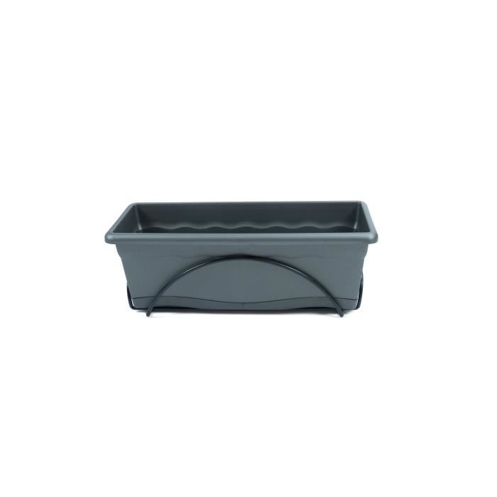 Plantekasse med fat og balkongholder - PLASTIKEN - Antrasitt - 50x20cm - 10 L
