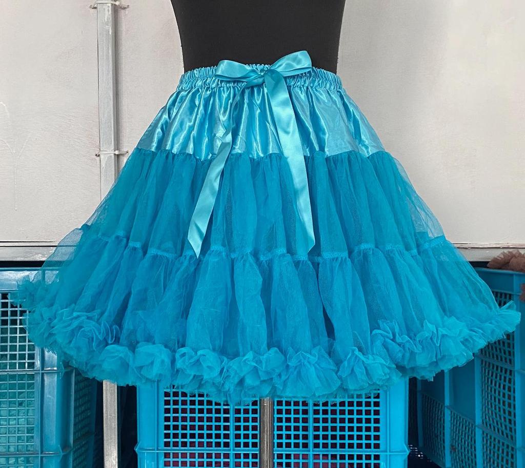 Weißer Erwachsenen Mesh Puffrock - Super Puffiger Halbkörper-Kostüm-Petticoat