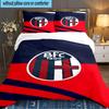 3PCS Football Bologna Bedding set,Ideal For1pc Duvet Cover And 2pcs Pillowcases Perfect for Christmas gift,Ideal for Bedroom, Dormitory
