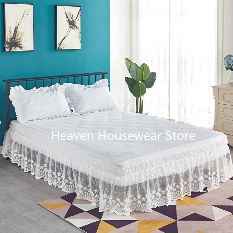 Top Selling Pretty Design 18 Inch Drop Delicate Ruffles Floret Lace Bed Skirt With Strong Elastic Belts-Women/Lady/Girls Love