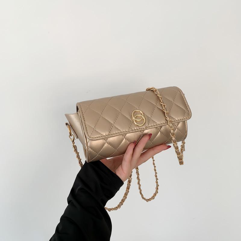 

Textured underarm bag women s 2024 autumn new fashion diamond chain shoulder bag small square bag foreign style messenger bag золотий