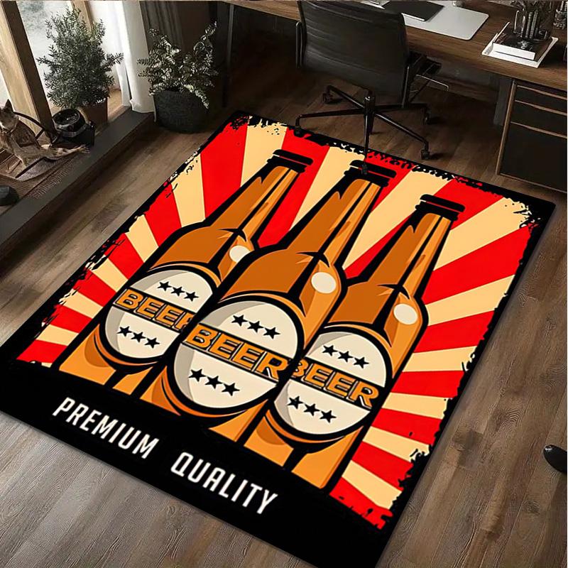 1Pc Beer Print Rug - Home Decoration Carpet For Living Room Bedroom Flooring Computer Chair Area Rug