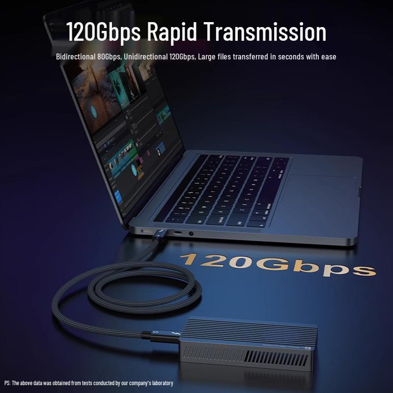 Thunderbolt 5 Type-C Cable: 80Gbps High-Speed, 240W Fast Charge, Multi-Screen Support, Compatible with Thunderbolt 4/3