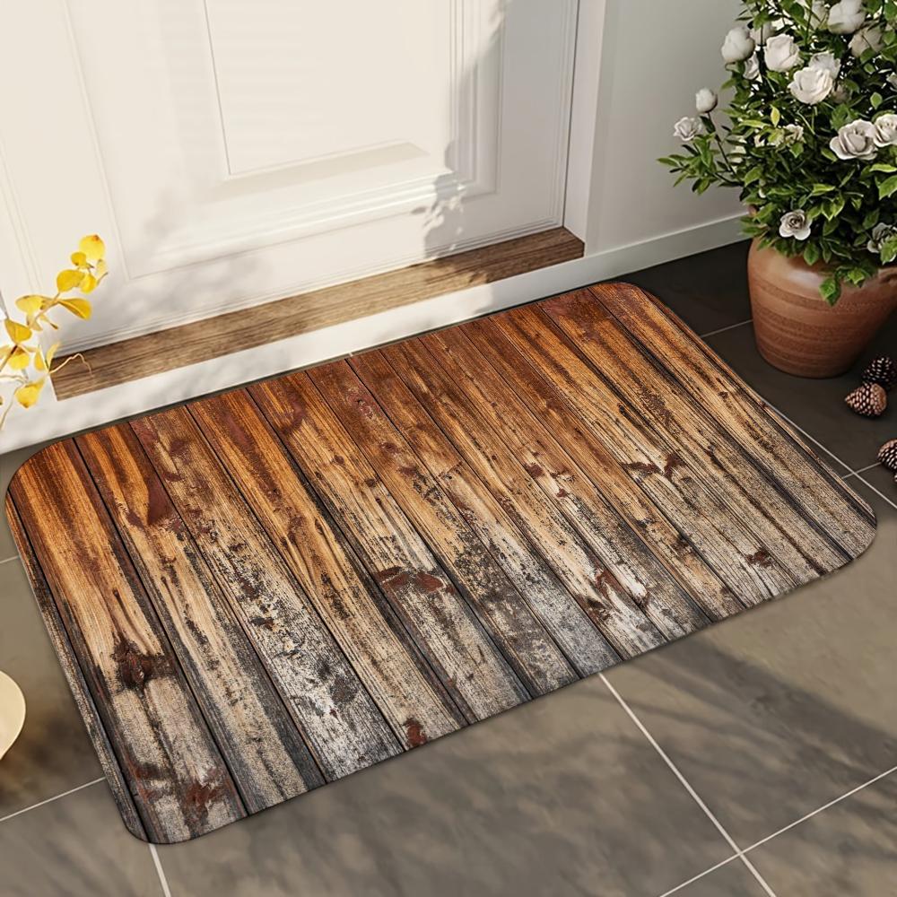 1pc Beautiful Wood Bathroom Absorbent Mats Anti-Slip Mats Home Decor Supplies Carpets Home Kitchen Floor Mats