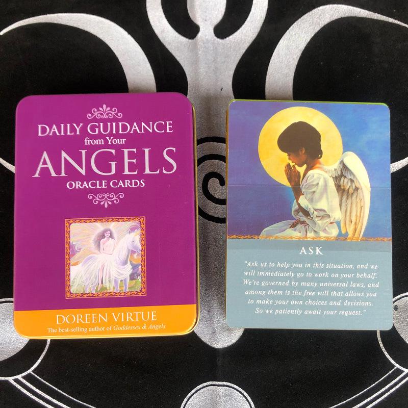 Popular English Tarot Oracle Cards in Decorative Iron Box with Gold Stamping