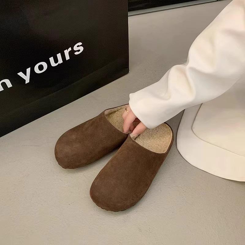 

Флис зима новый верхняя одежда огромный комфорт огромный теплый плоская подошва одна педаль сумка голова полутапочки 40 темно-коричневого