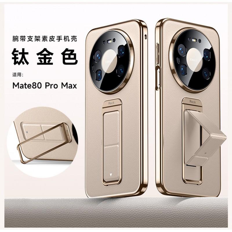Premium Electroplated Vegan Leather Phone Case With Wrist Strap Kickstand Mate 90 Pro P90 X View Shockproof Cover