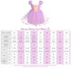 Elegantes Gänseblümchen Prinzessin Rapunzel Kostüm für Geburtstage, Kostümpartys, Mädchen, Verkleiden mit Zubehör, Größe 6-7, Hellviolett