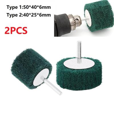 1/2pcs 6mm Shank Flap Fiber Cylindrical Grinding Head Sanding Wheel Scouring Pad Abrasive Brush For Stainless Steel Polishing