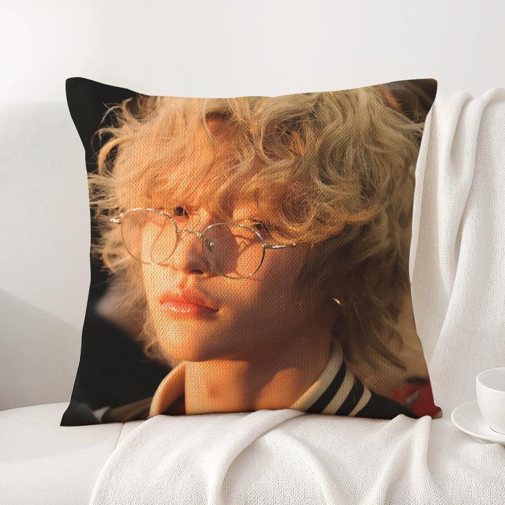 Hot Kpop Style Singer Park W-Wonbin Pillow Case Natural Linen Organic Fabric Double-Sided Printing Breathable Perfect For Home Decor