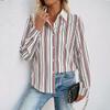 New Casual Commuter Basic Lapel Color Striped Shirt for Women