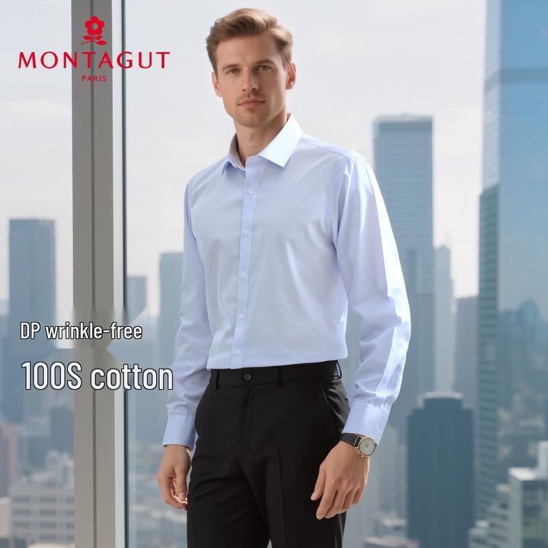 MONTAGUT Men s Long-Sleeve Business Casual Shirt 54