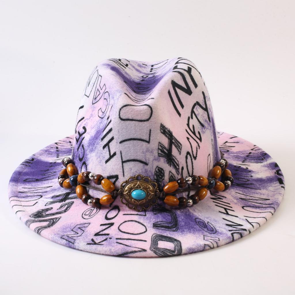 New European and American style letter printing fashion top hat men's and women's fashion jazz hat sunscreen sun hat