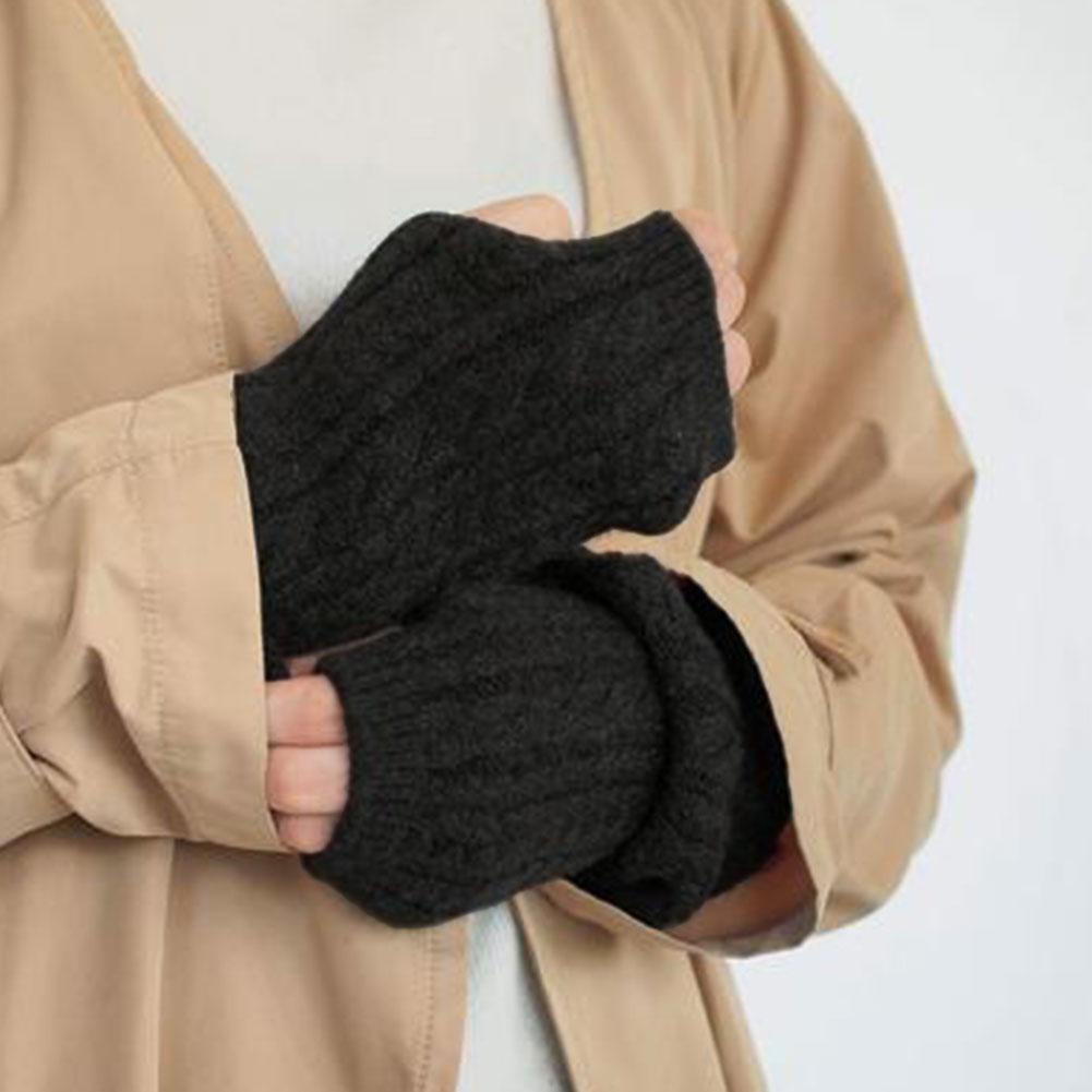 Women Knit Long Fingerless Gloves Fashion Arm Wrist Sleeve Hand Warmer Girls Casual Half Black Over Elbow Punk Gothic Mittens