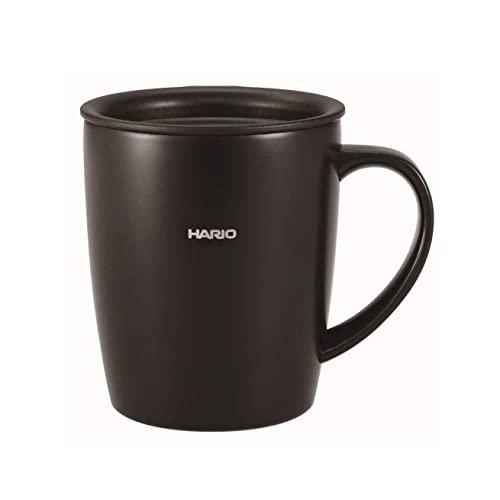 HARIO Ceramic Coated Vacuum Double Wall Insulated Tumbler 350mL White CTF-350-W with Rotary Lid