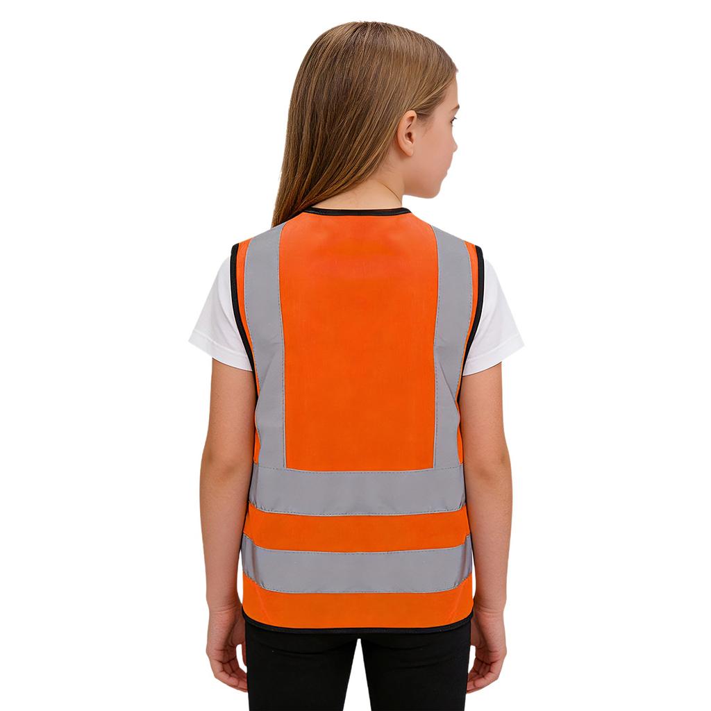 Unisex Dětská Reflexní Bezpečnostní Vesta Bez Rukávů Vysoká Viditelnost Zip Vestička Kostým pro Venkovní Aktivity