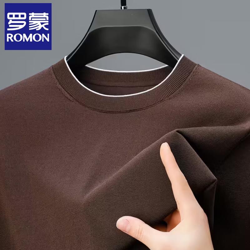 ROMON Men's Silk Blend Knit Crew Neck T-Shirt