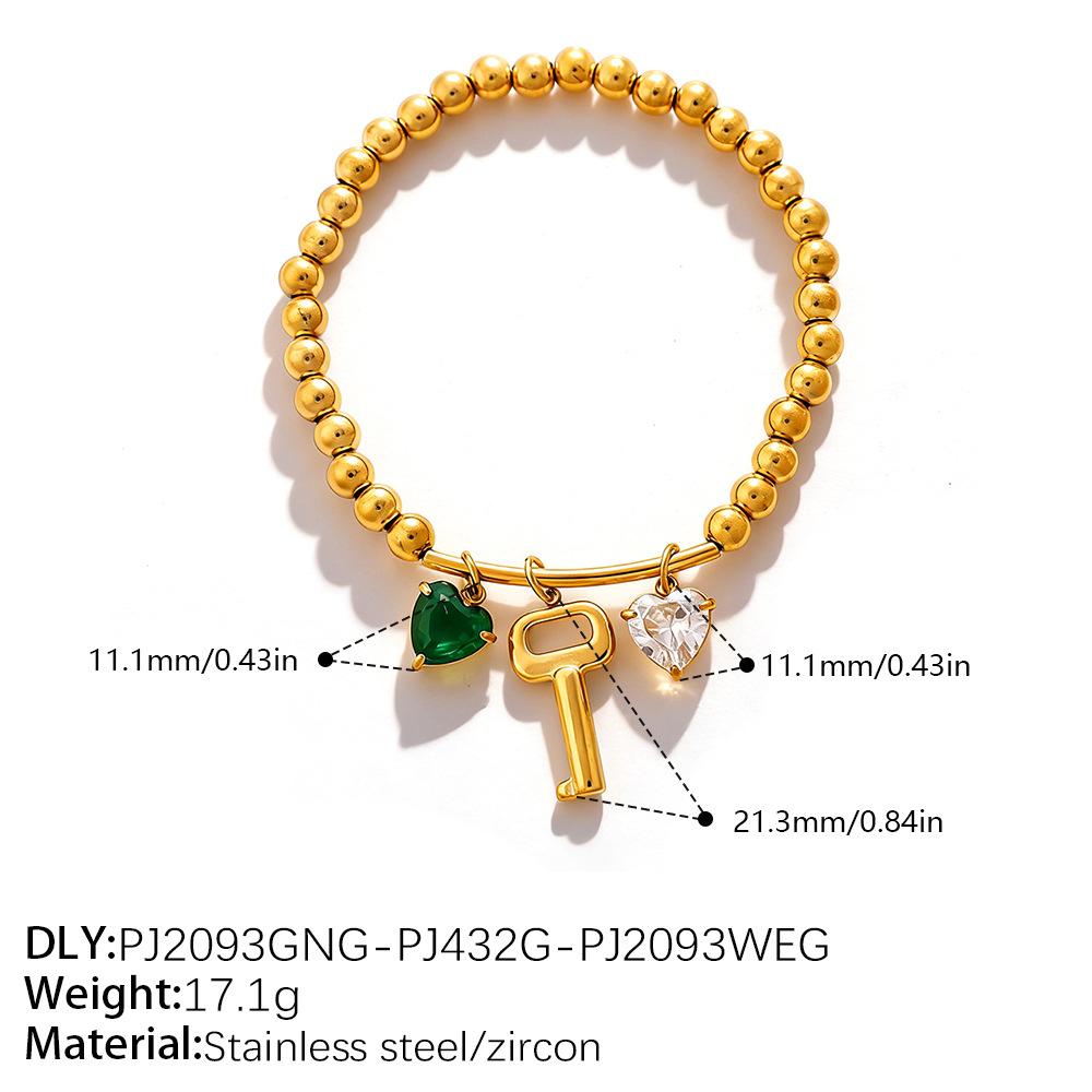 Seaside vacation wind cartoon bear flower DIY multi-pendant gold beaded bracelet summer versatile jewelry