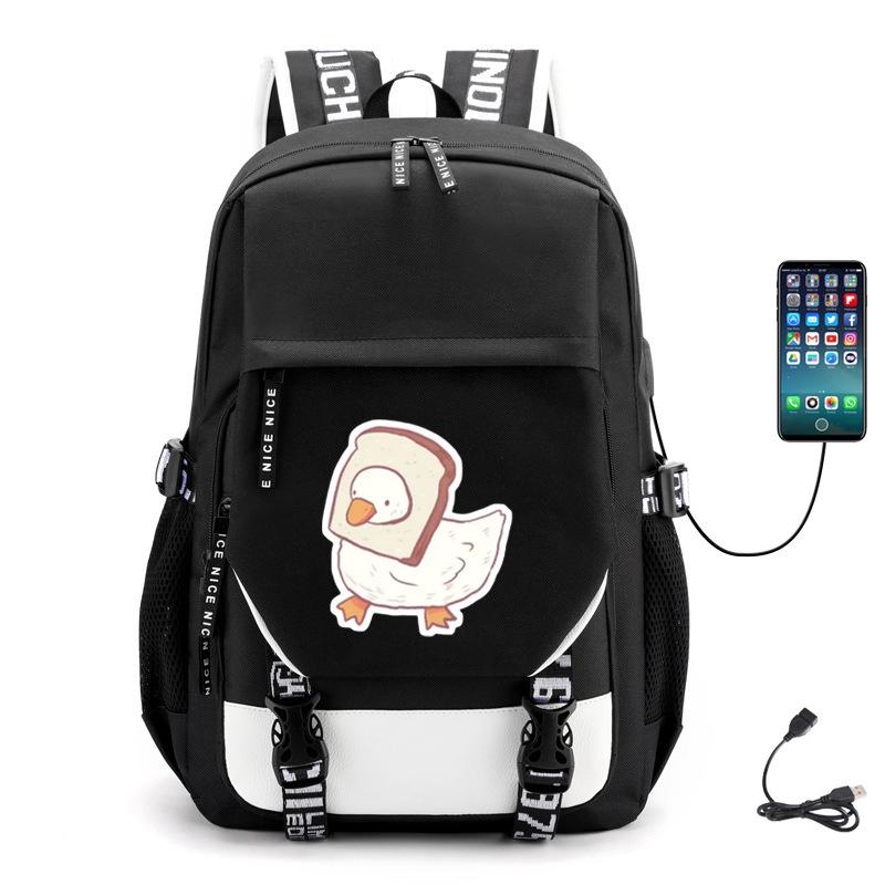 Multifunctional Goose Backpack Large Capacity Student Bag Leisure Travel Usb Computer Bag