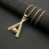 Gold-Plated Titanium Steel Diamond Baseball Pendant Necklace