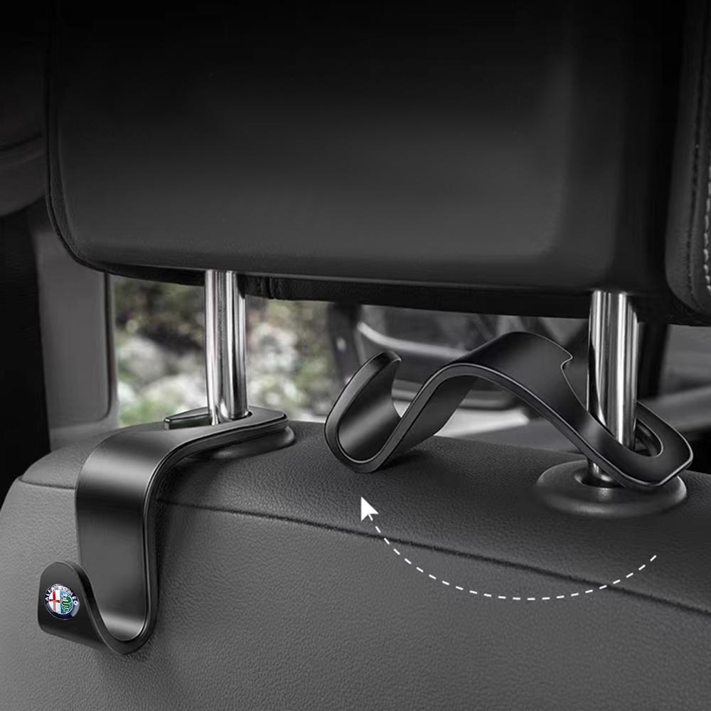2026 Hot Sticker 2Pcs Car Seat Headrest Hooks Hidden Back Hanger Organizer Rear Interior Accessories For Alfa Romeo Giulia Stelv