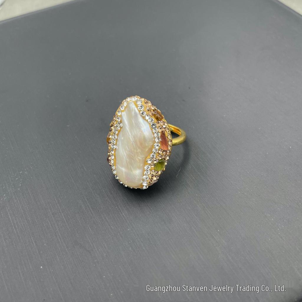 Baroque Pearl Tourmaline Freshwater Necklace Set with Irregular Pearls - High-end Three-piece Sweater Chain