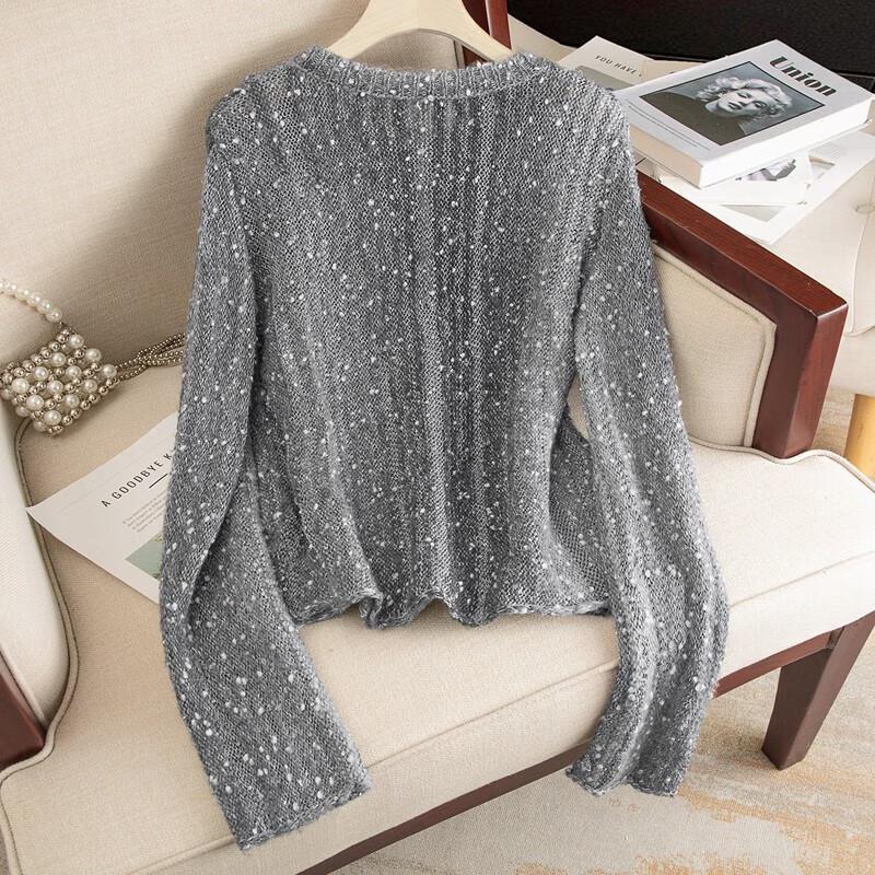 Sibaishe Women's Sparkle Loose Knit Top