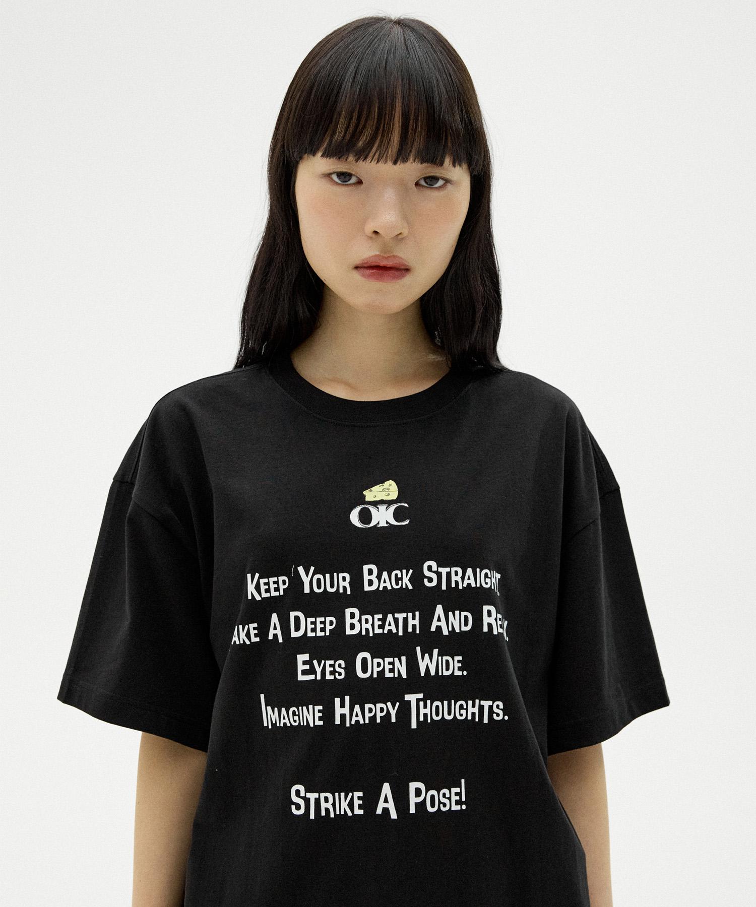 Oioi Collection Cheese Typographic Oversized T-Shirt [Black] M