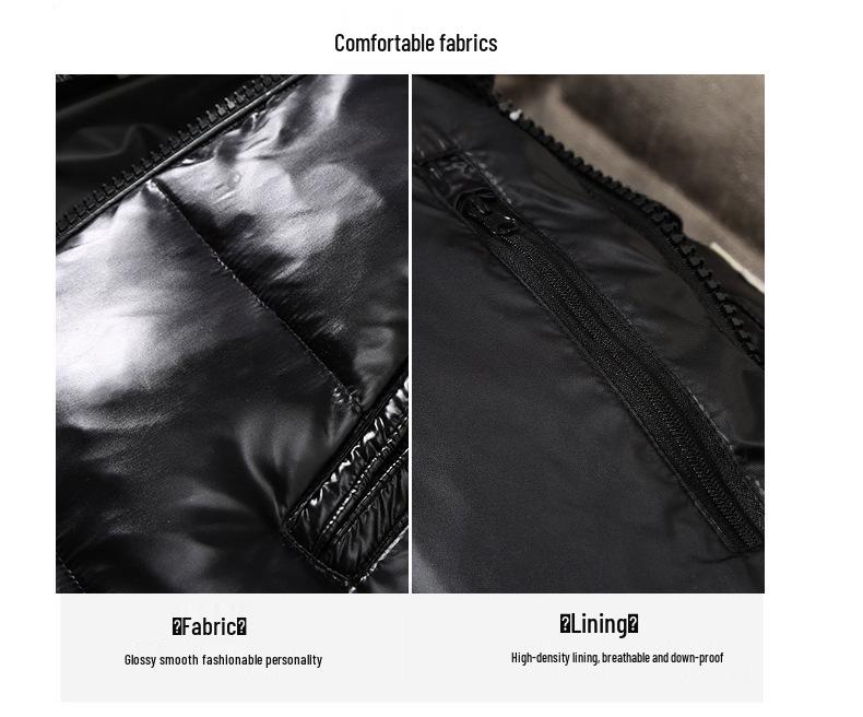 Unisex Shiny Hooded Down Jacket - Trendy Winter Warmth for Couples