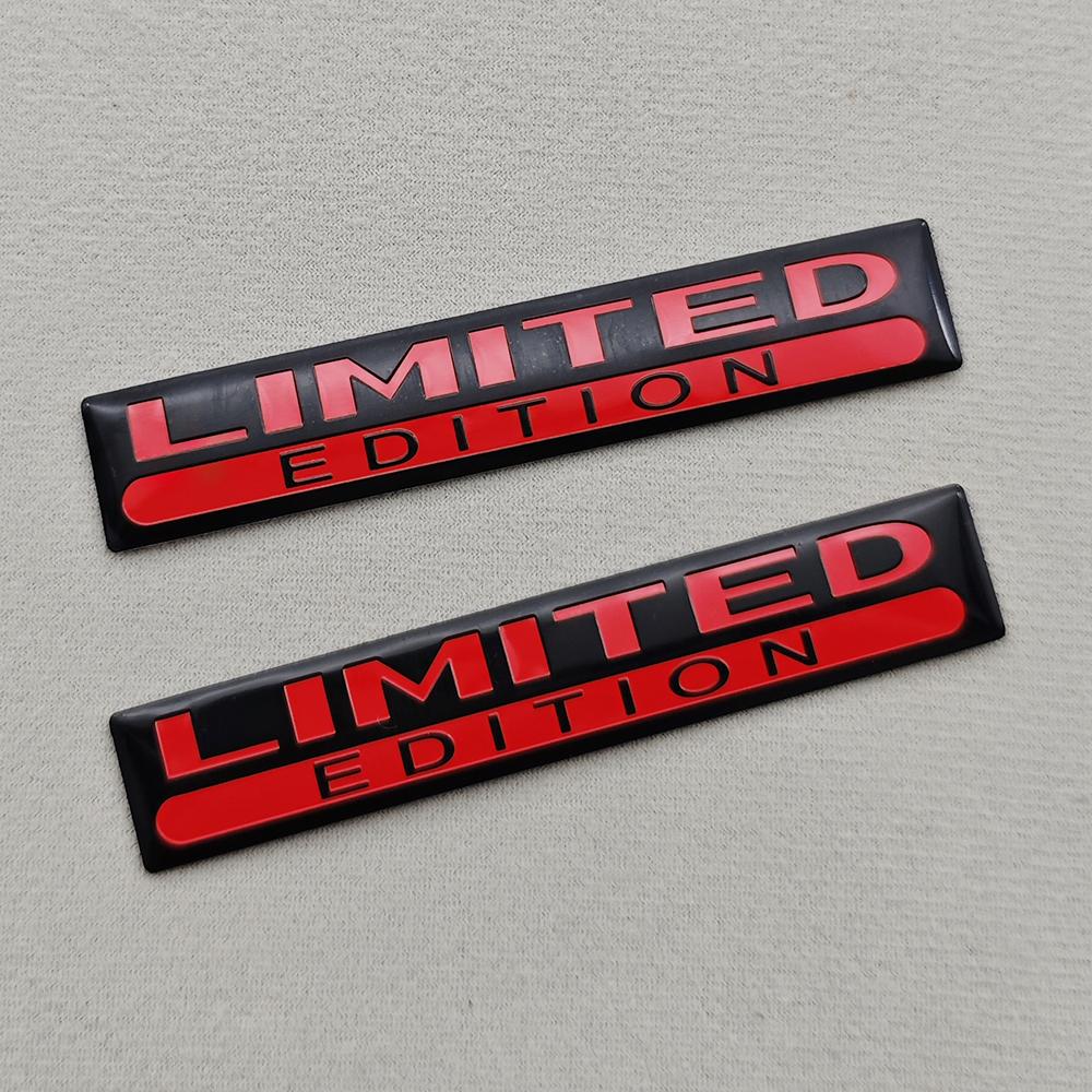 2PCS Metal Aluminium LIMITED EDITION Logo Emblem 3D Chorme Silver Black Red Car Sticker Fender Trunk Badge Decal Car Accessories