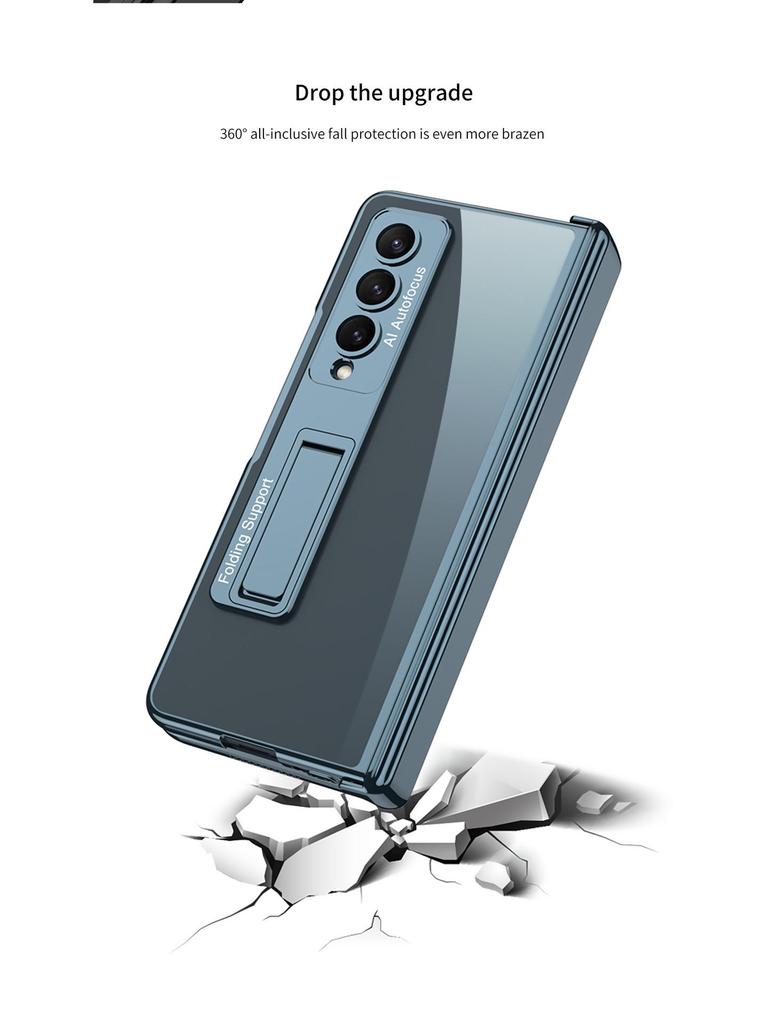 Samsung Z Fold 4 Transparent Magnetic Stand Case with Electroplated Phantom Design