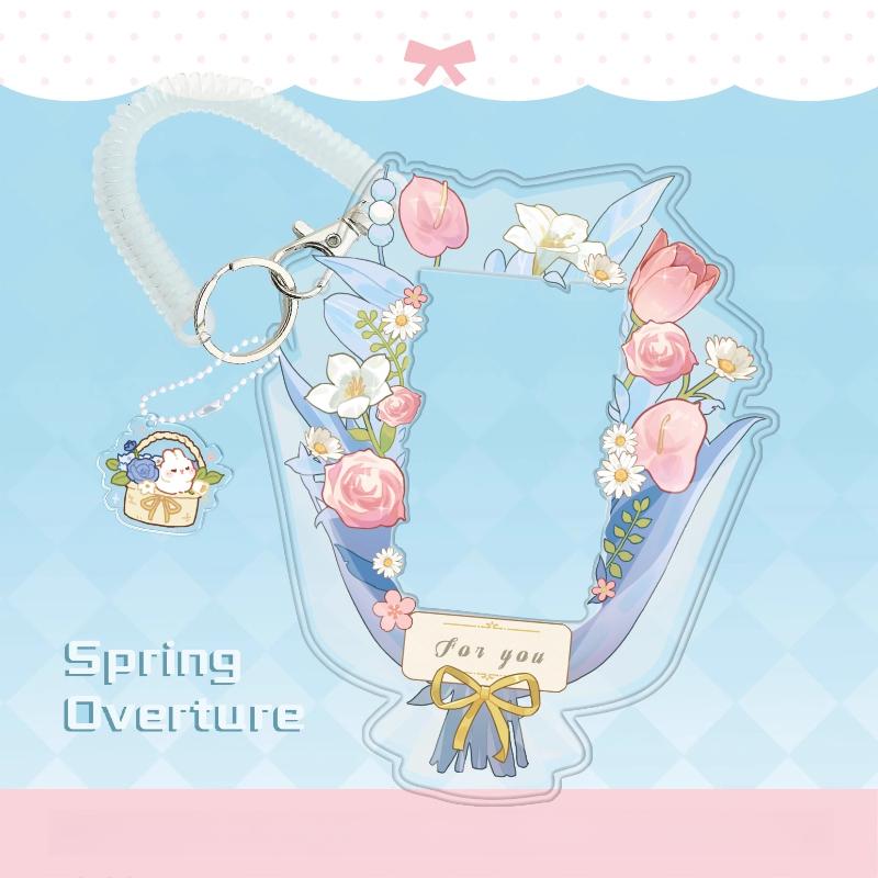 Spring Bouquet PVC Photo Frame with Keychain 3 Inch Kpop Idol Photocard Holder Anime Card Sleeves for Girls Gifts Wholesales