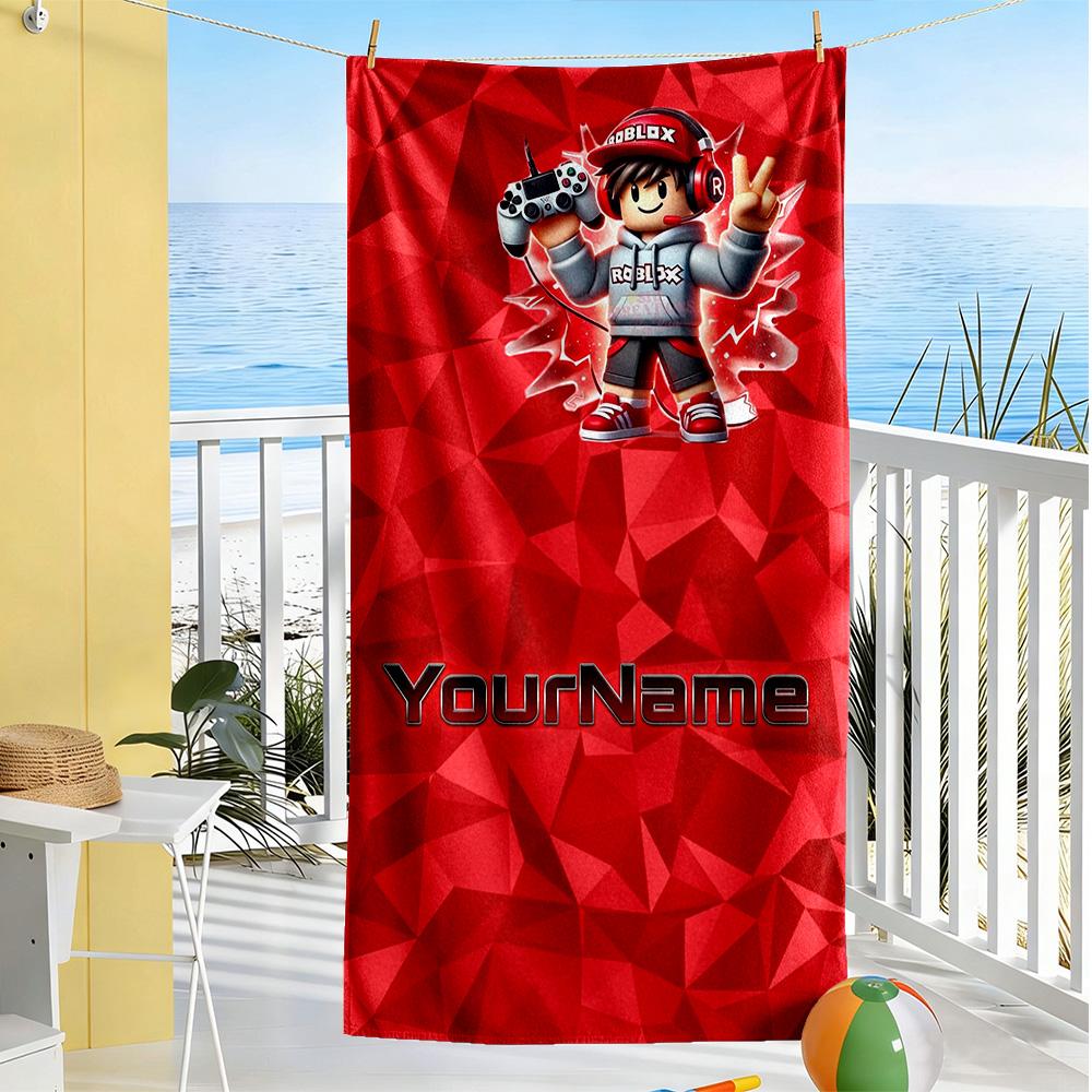 Roblox Personalisierbares Namens-Strandtuch Super Weich & Saugfähig Geeignet für Schwimmen, Fitnessstudio, Camping, Yoga, Urlaub