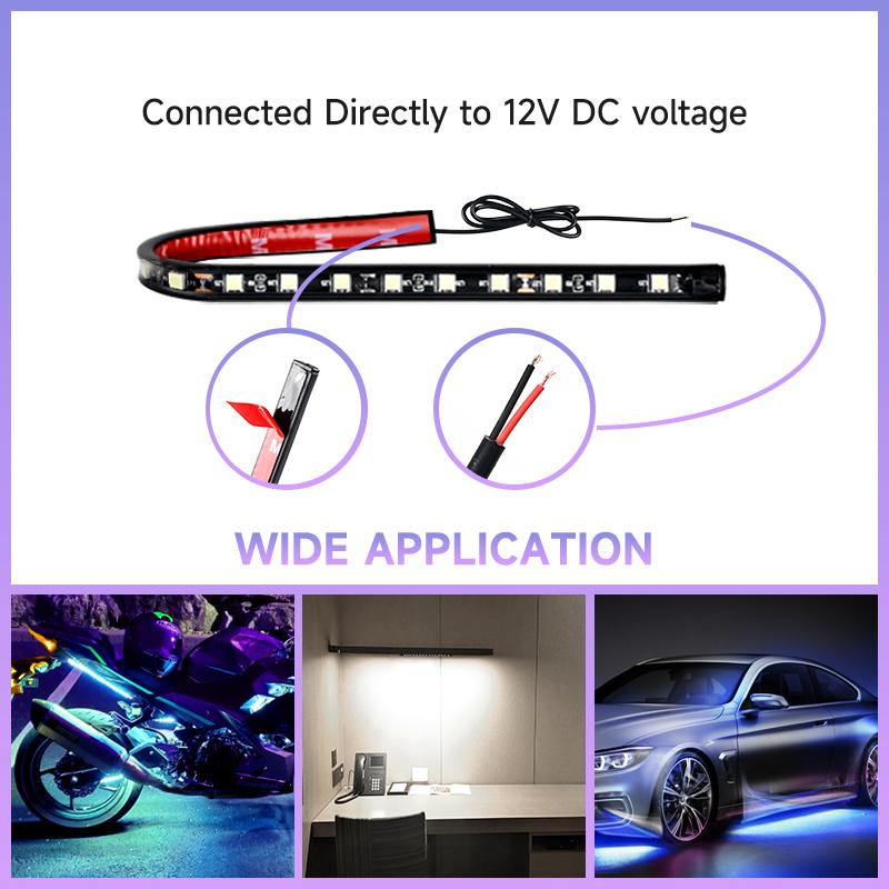 2pcs Universal Waterproof Trunk Engine Hood Foot Lights DIY Car Motorcycle Ambient Lighting Styling Led Day Light Strip 12V