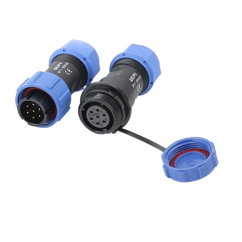 WEIPU SP17 Waterproof IP68 Connector 2 3 4 5 7 9 10 Pin Welding Cable Male Plug Female Socket Adapter Wire To Board Panel Mount