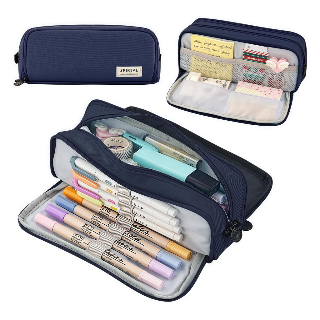 New Extra Large Capacity Portable Pencil Case, Simple Aesthetics Lightweight and Durable, Ideal for Students and Offices