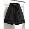 Sweet Student Summer New Plus size Retro Elastic High Waist Lace-up Casual Loose Wide Leg Cargo Cropped Pants Skirt