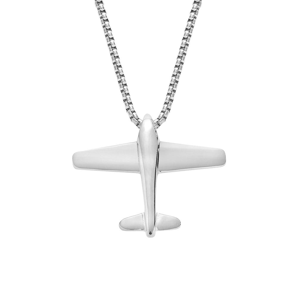 Punk Aircraft Airplane Pendant Necklaces Male Gold Silver Color Stainless Steel Chains For Men Women Jewelry Gift XL1115