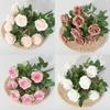Realistic Faux Rose Display Nine Head Flowers For House Decor Photography Studio And Outdoor Settings