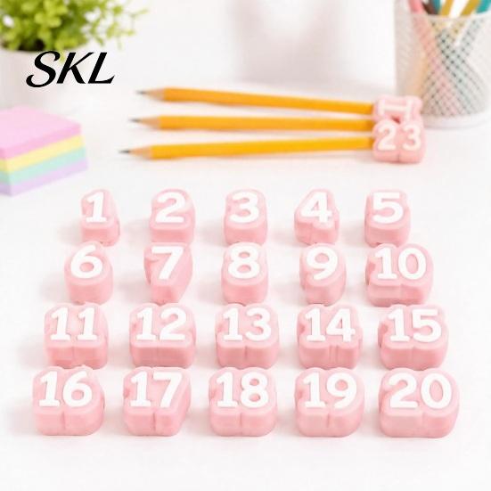 Numbered Pencil Caps for Students 20 Pcs 1-20 Toppers, Reusable Classroom Organization Labels Teacher Supplies Teachers, Tracking Markers Clip