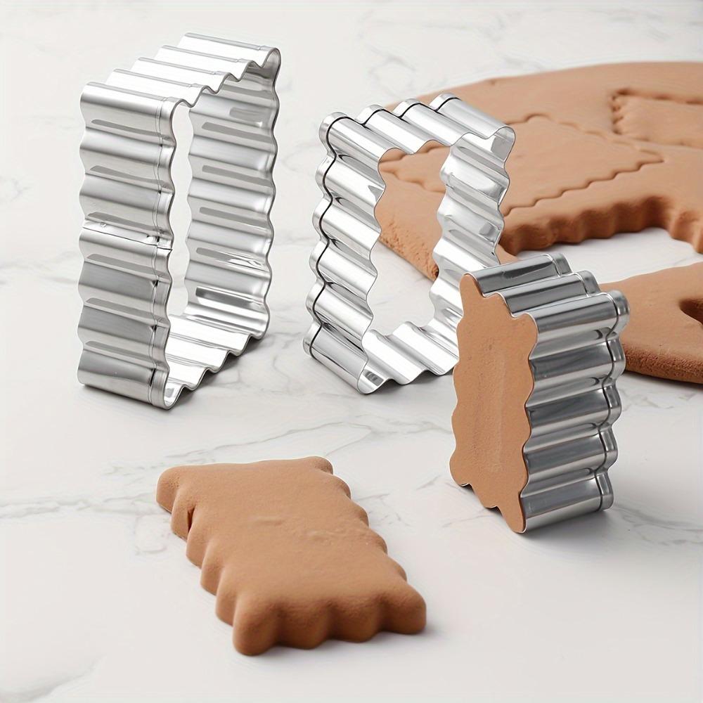 6Pcs Stainless Steel Blessing Frame Biscuit Mold Wave Cookie Cutter Kindergarten