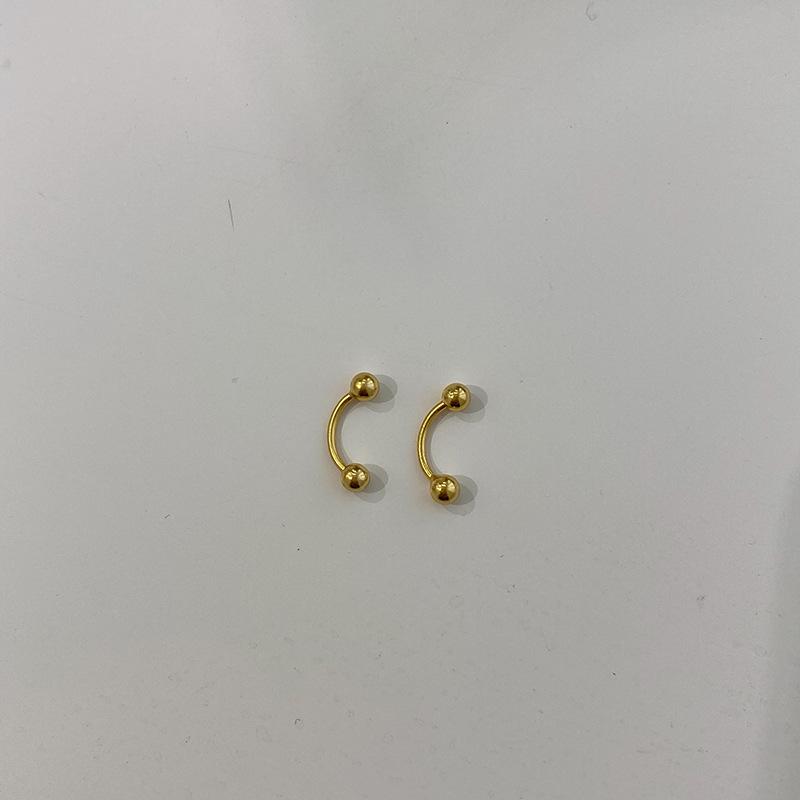 Personalized design sense s925 sterling silver earrings women's 2025 new trendy simple small and versatile retro Hong Kong style stud earrings