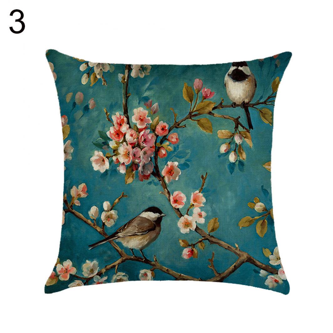 

Цветок Птица Дерево Льняной Чехол Наволочка Домашнее Кафе Диван Автомобиль Декор