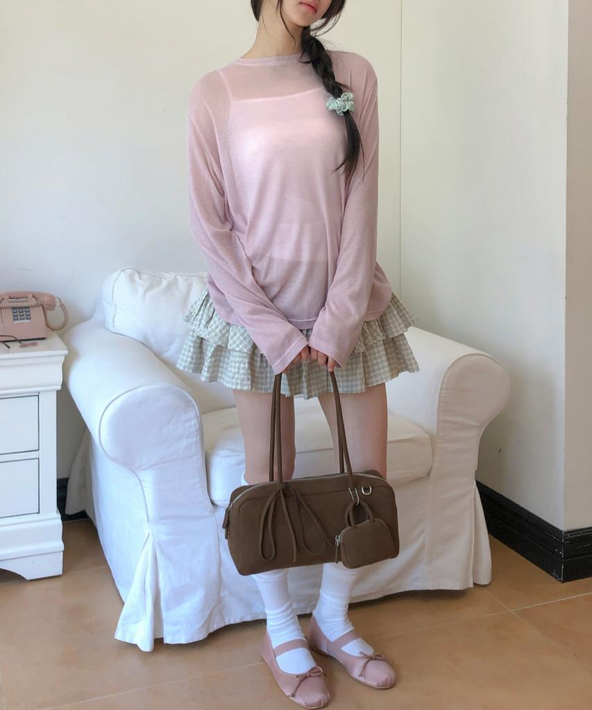 Mellotory Twin Baguette Suede Bag (Brown)