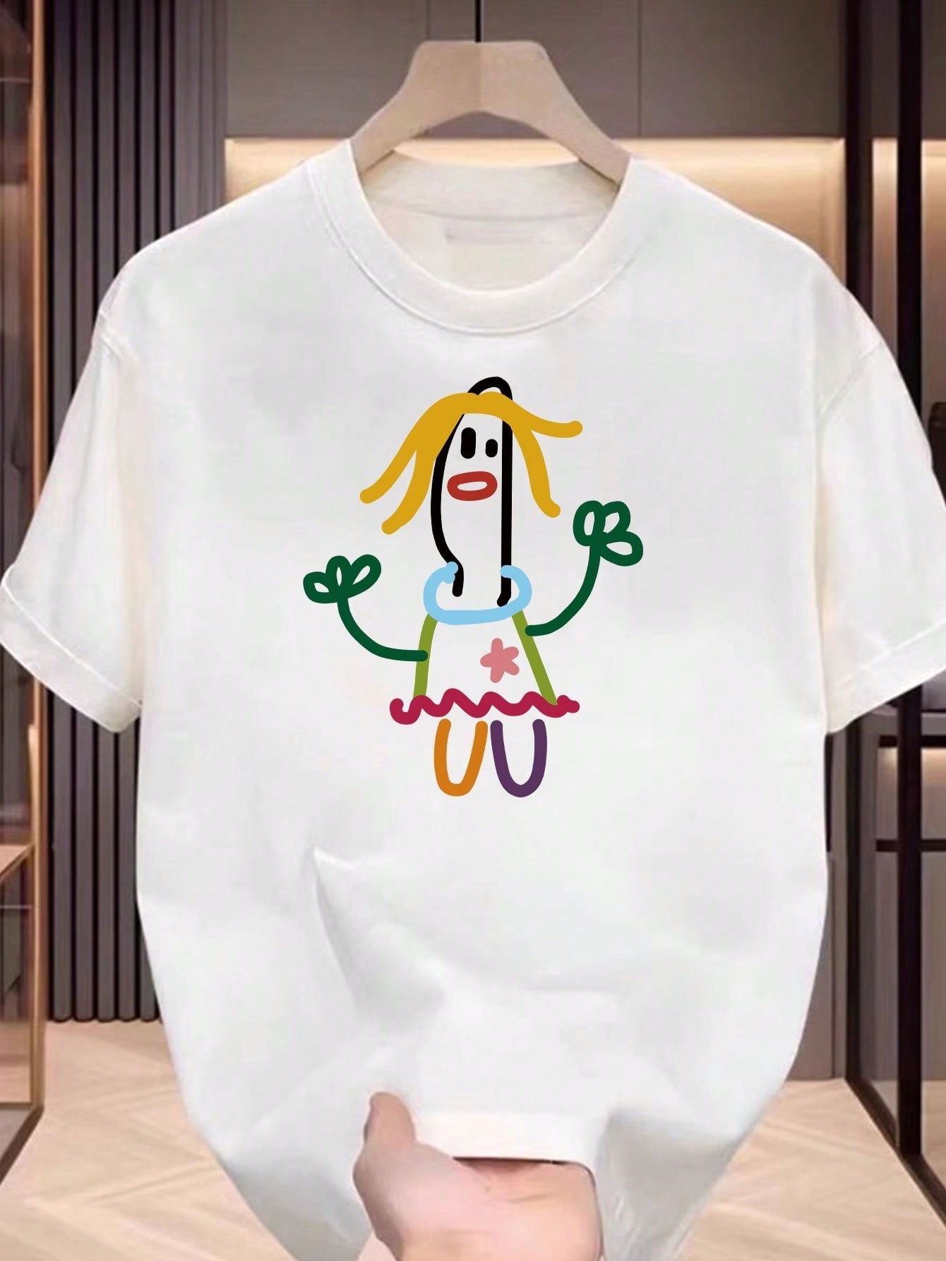 Colorful Painting Human Print Hip-Hop Design Unisex Short Sleeve T-Shirt  S Top S разноцветный