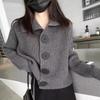 Korean Version Loose and Lazy Style Knitted Cardigan Top for Women In Autumn and Winter 2025 New Item, Lapel Single Breasted Sweater Jacket for Women