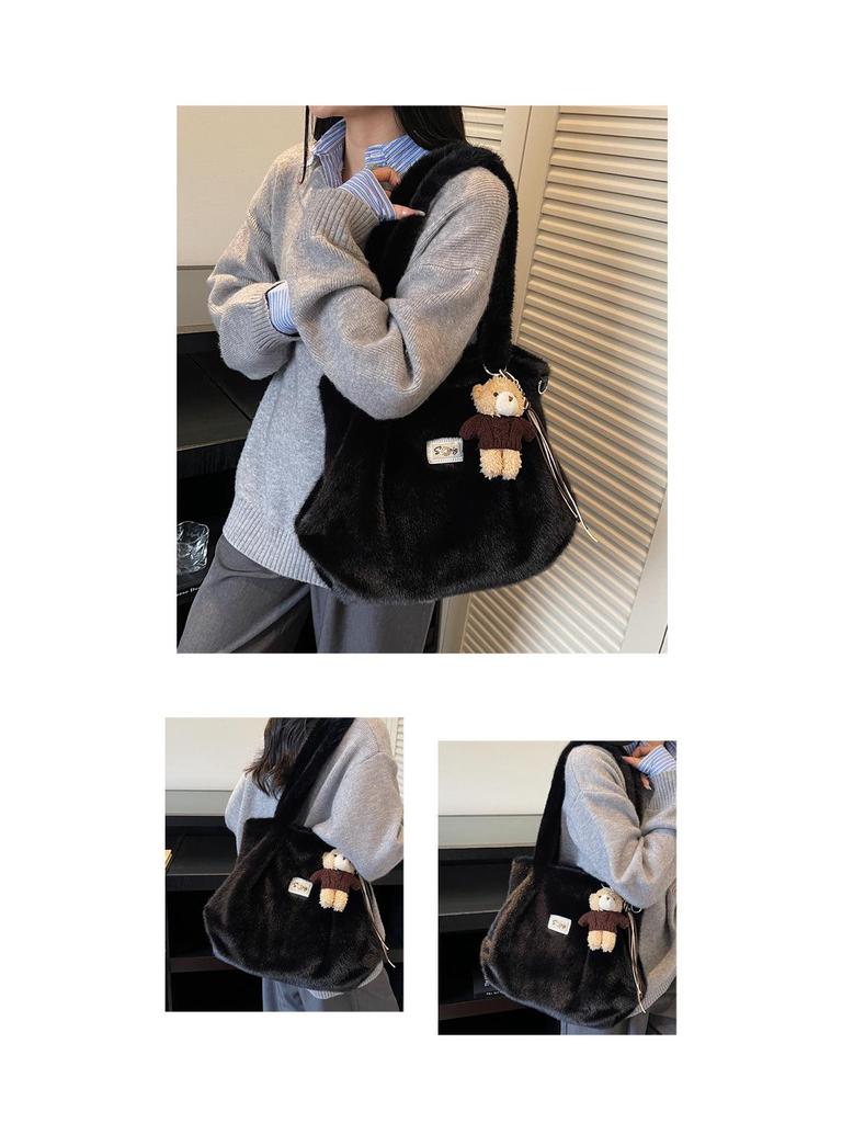 Schicke Plüsch-Umhängetasche für Damen - 2025 Herbst/Winter Nischen-Design Schulterhandtasche