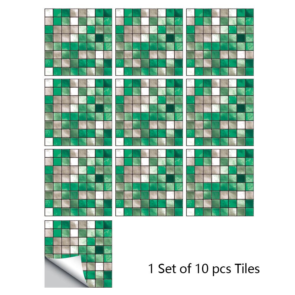 10Pcs 10 X10cm DIY  Mosaic Marble Wall Stickers Imitation Brick Bedroom Decoration Waterproof Self Adhesive Tile Wallpaper Kitchen Cupboard Decor