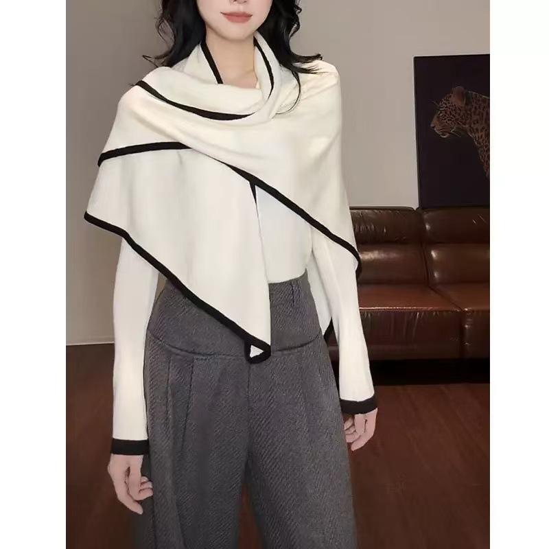 Women's Knitted Triangle Shawl: Warm, Solid Color Neck Protection for Autumn & Winter